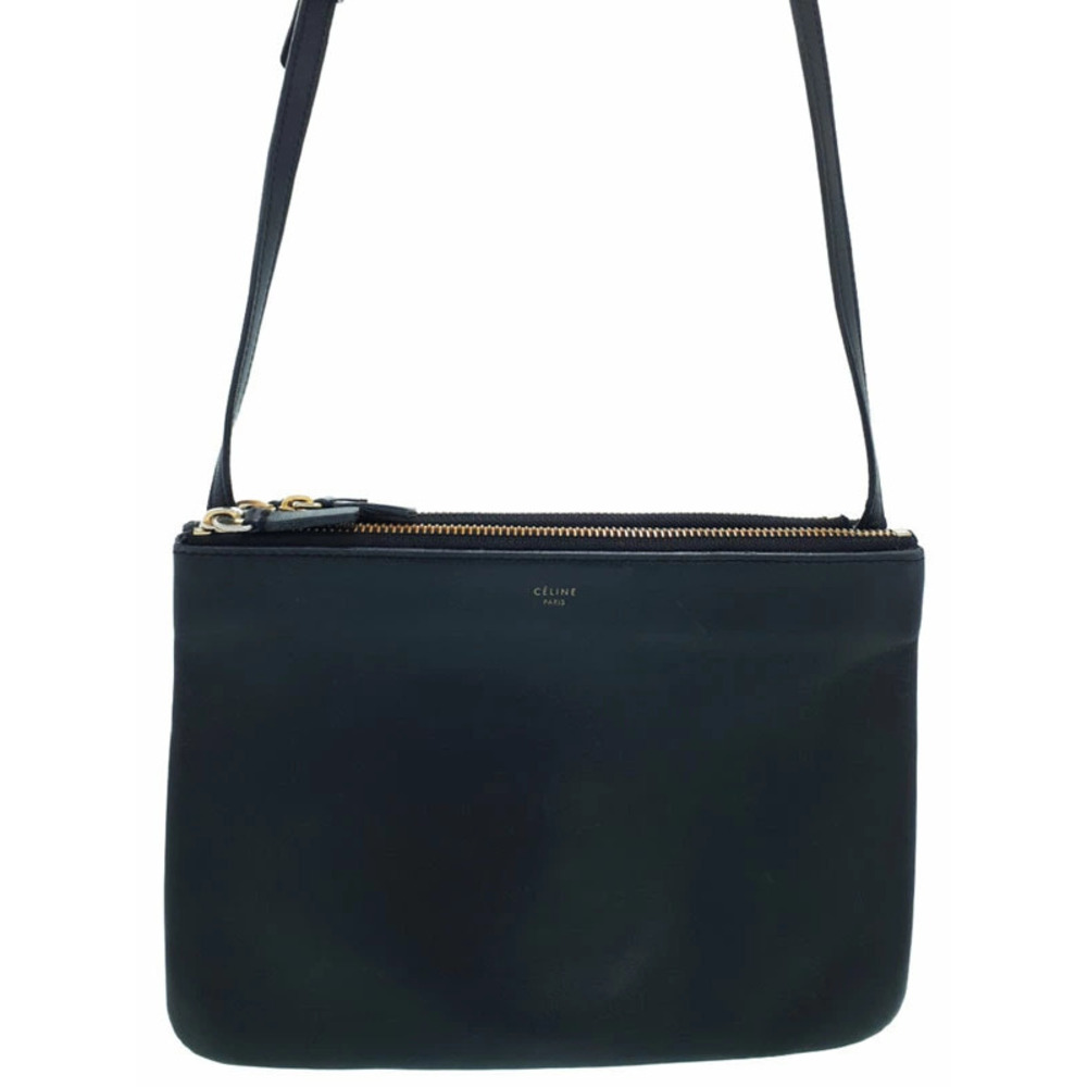 Celine Trio Leather Crossbody Bag Black - Picture 1 of 9